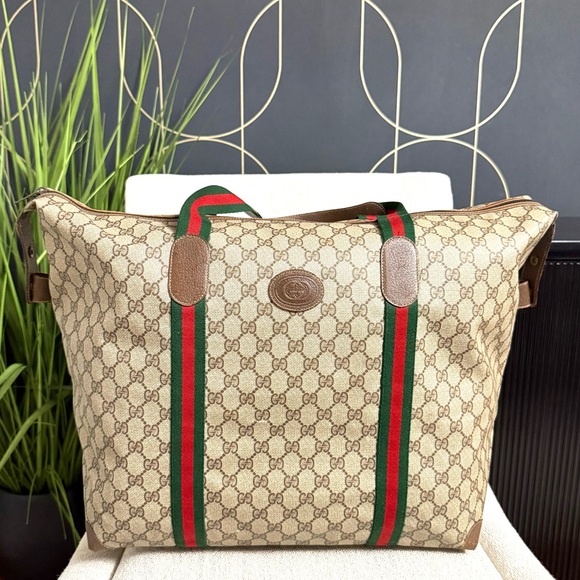 Authentic GUCCI travel bag/ XL tote brown monogram coated canvas - Picture 1 of 16